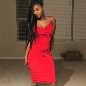 Forever 21 Red Cowl Neck Midi Dress